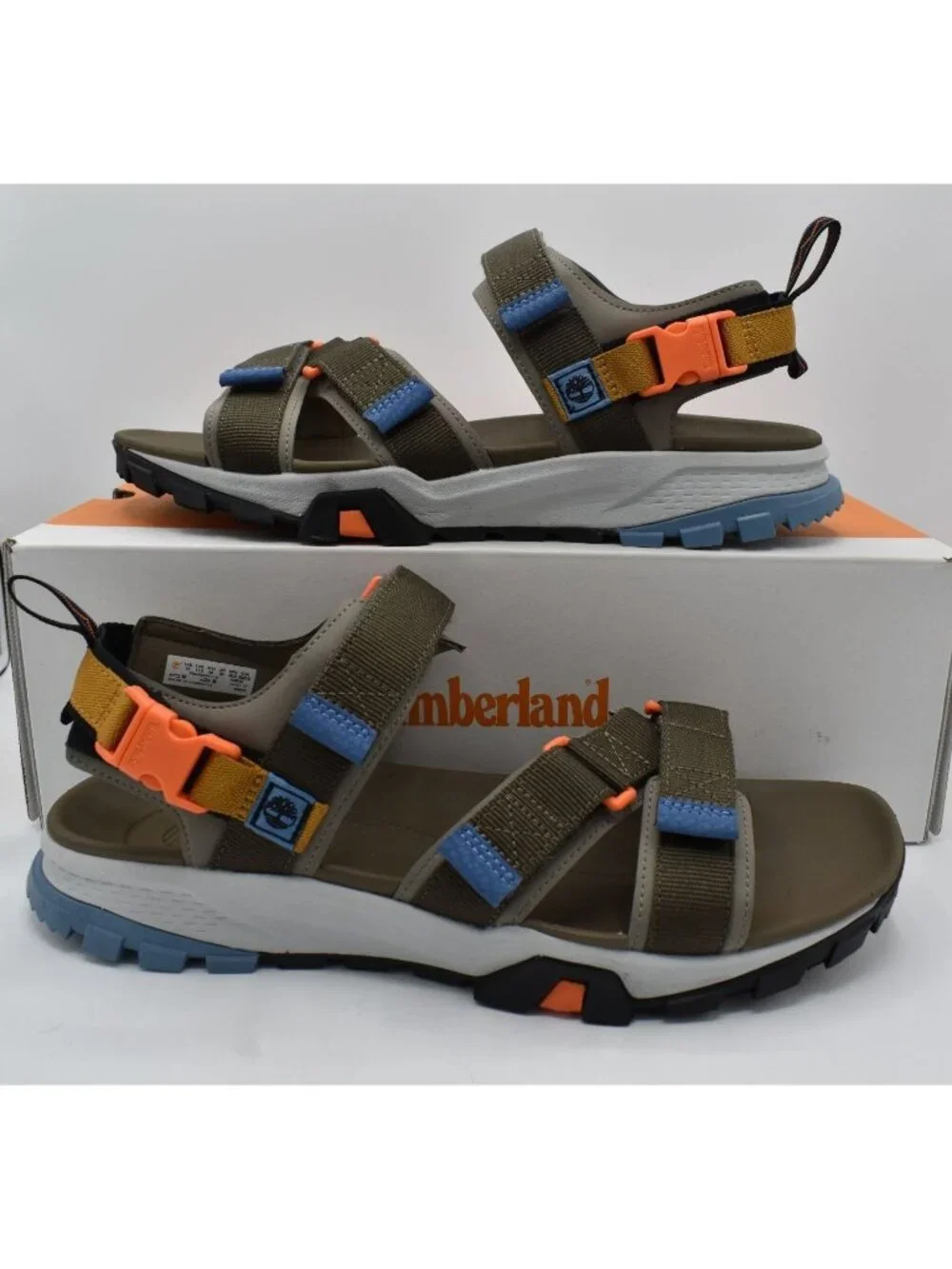 Timberland Mens Size 12 Garrison Trail Strap Brown Grey Open Toe Sandals Shoes‎